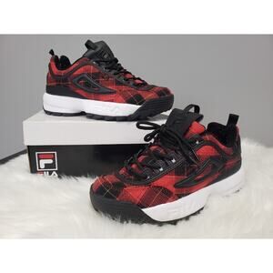 FILA Disruptor Two II 2 White Red Plaid Shoes Womens‎ Sneakers Size 8